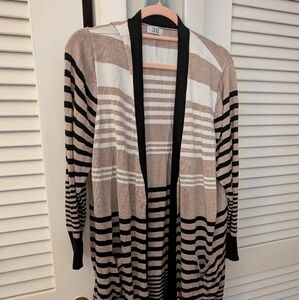 Striped Open-Front Cardigan Sweater
